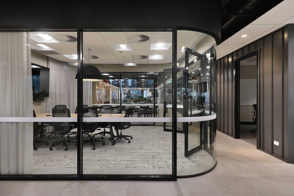 Arcadis Offices Melbourne VIC using Himmel Aluminium Partition Suite and Skirting for conference room.